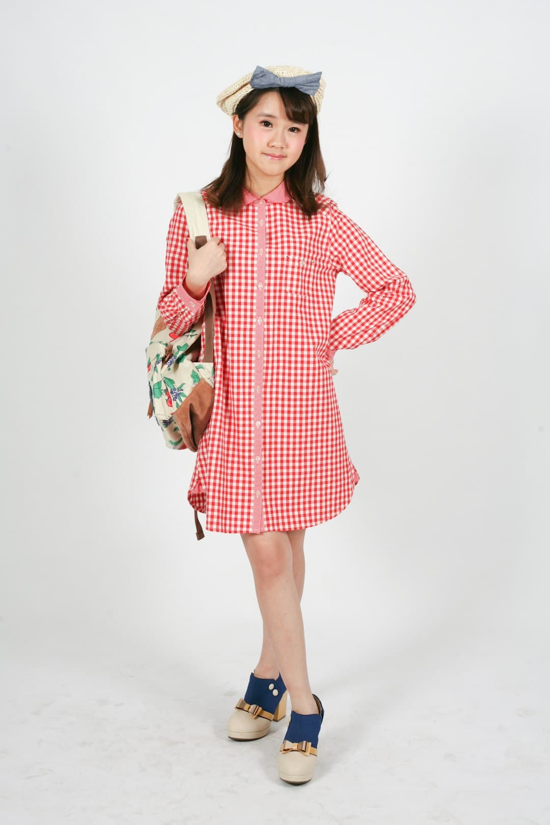 Girls Red Checkered Midi Dress