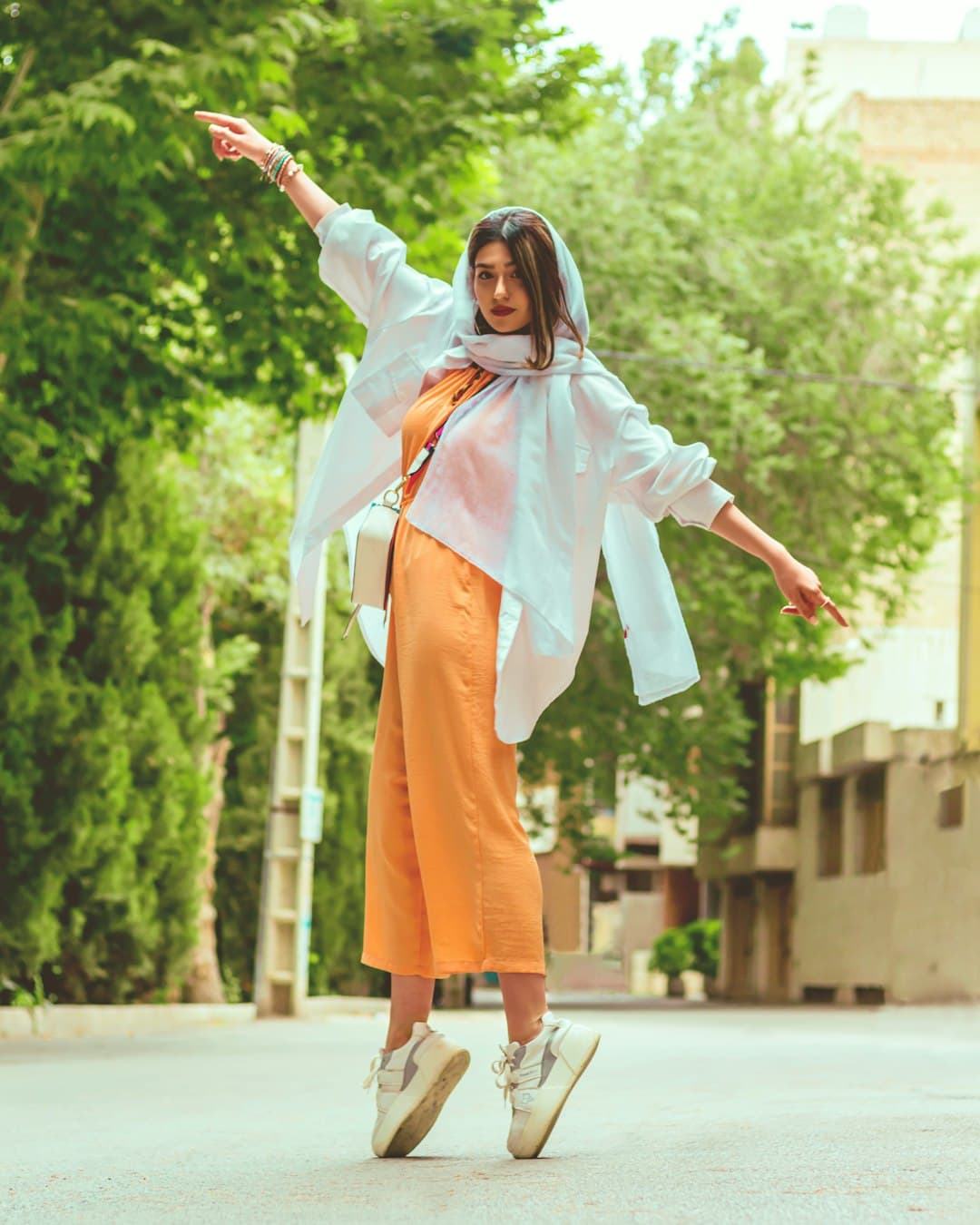 Orange Bodycon Midi Dress