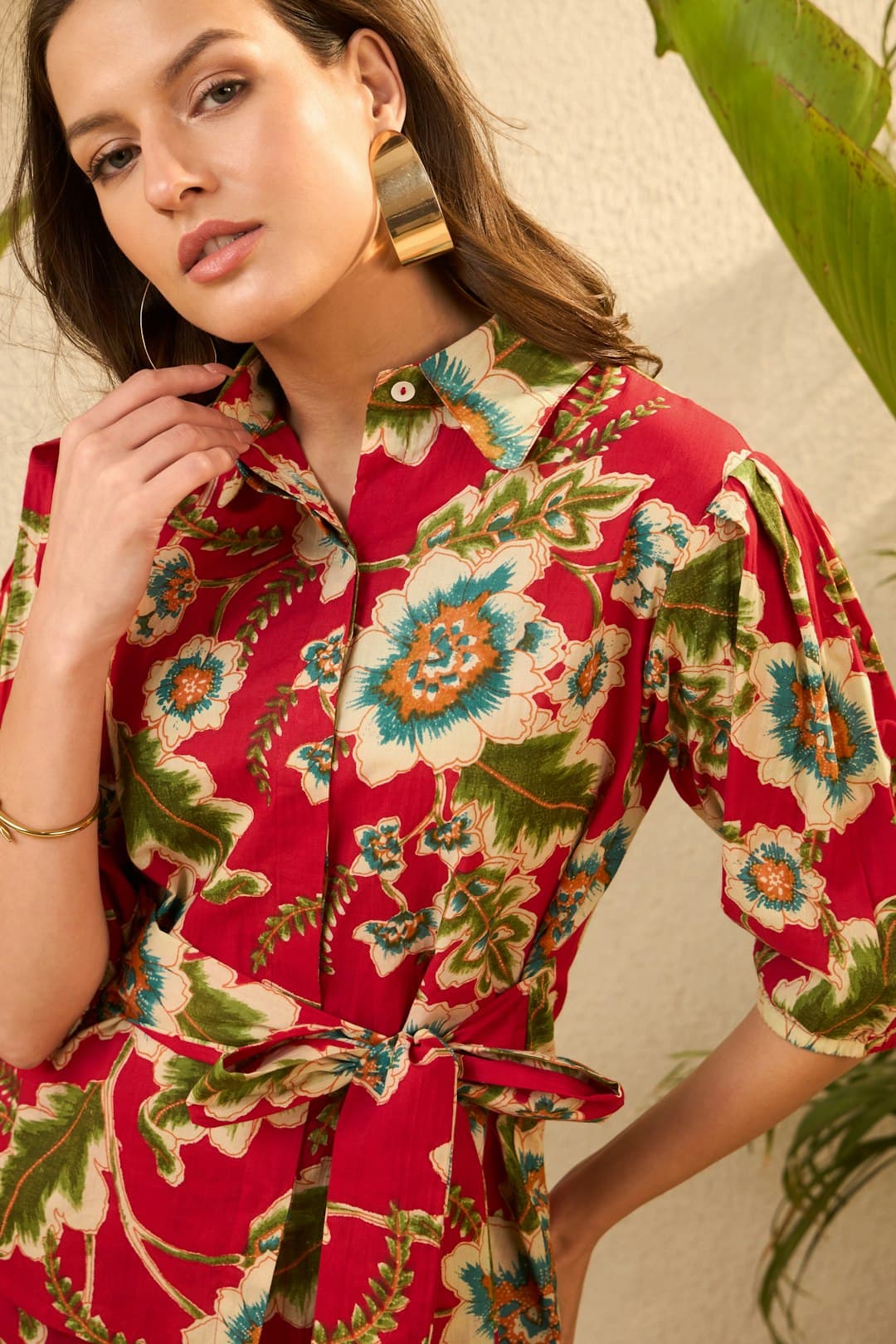 Red Floral Print Maxi Dress